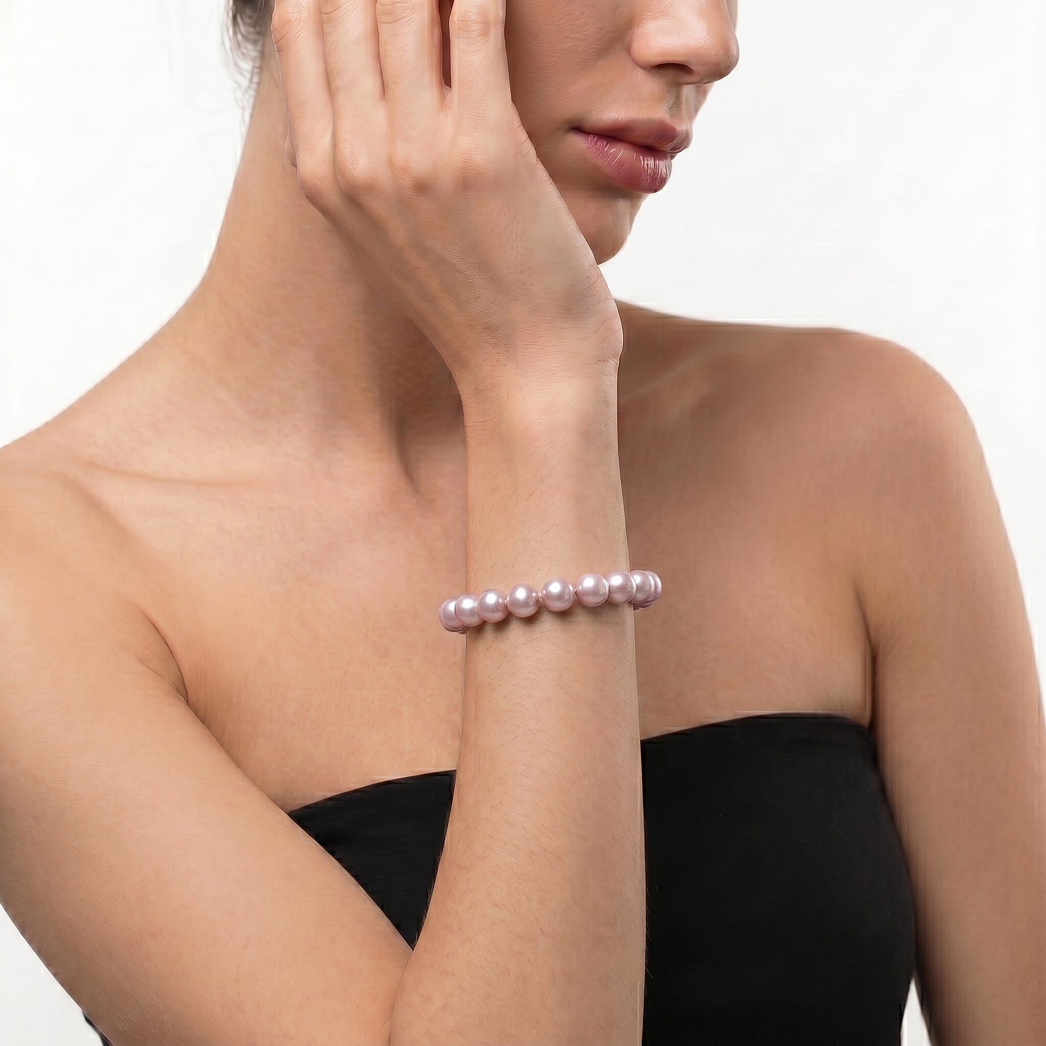 Lavender Shell Pearl Stretchable Bracelet (Size 7-7.5)