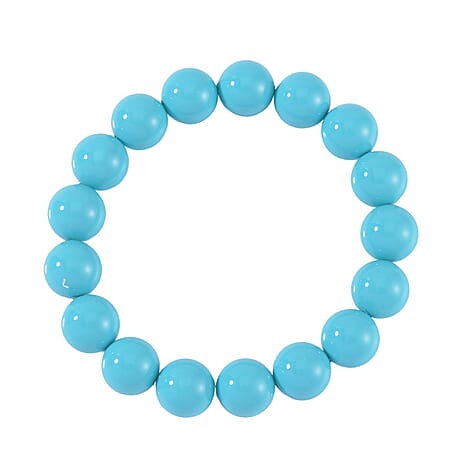 Turquoise Shell Pearl Stretchable Bracelet (Size -7.5)