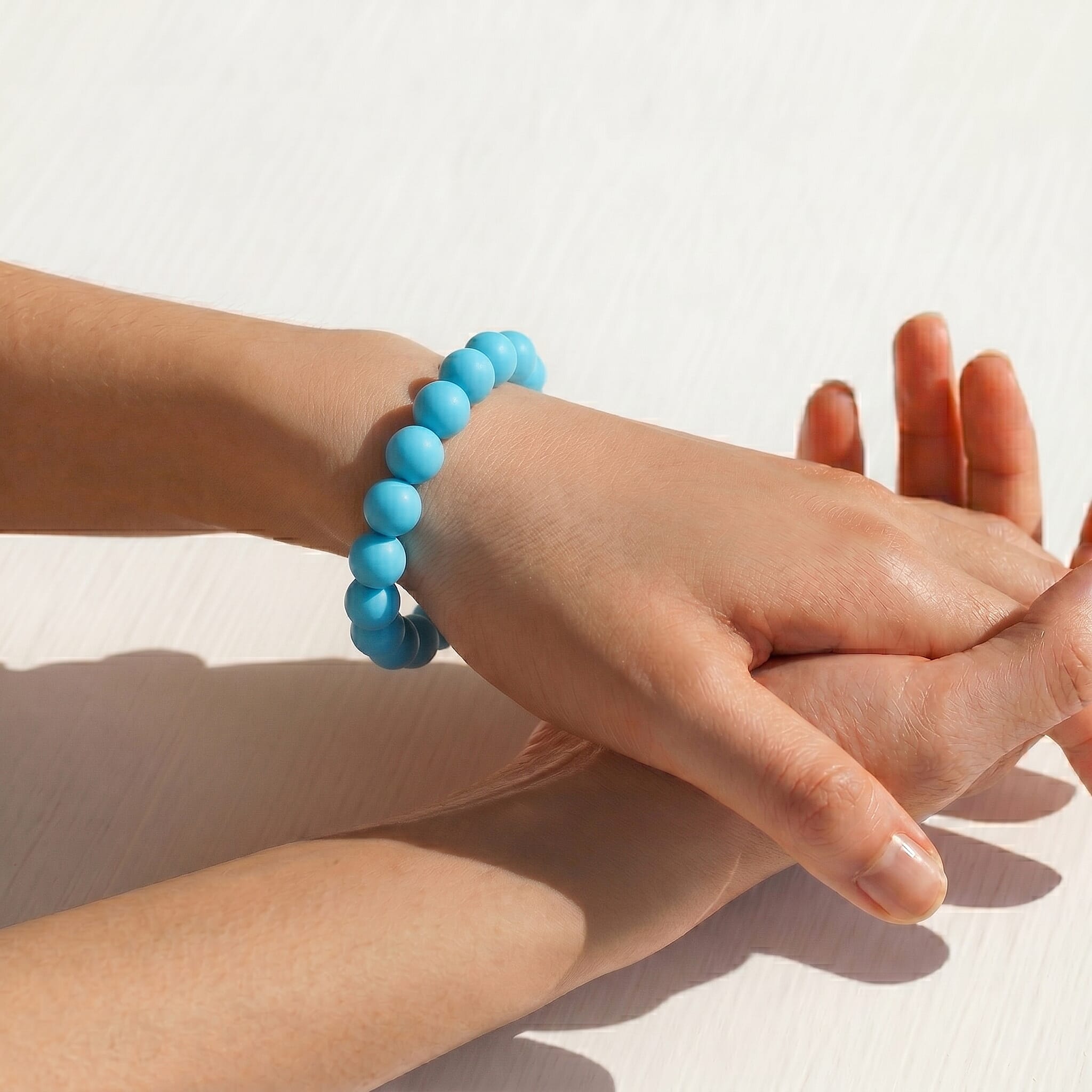 Turquoise Shell Pearl Stretchable Bracelet (Size -7.5)