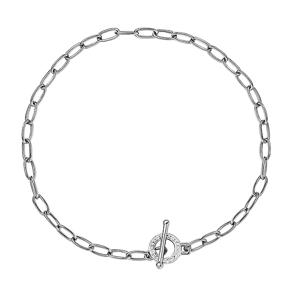 Designer Inspired - Diamond Paperclip Bracelet (Size - 7.5) With T-Bar ...