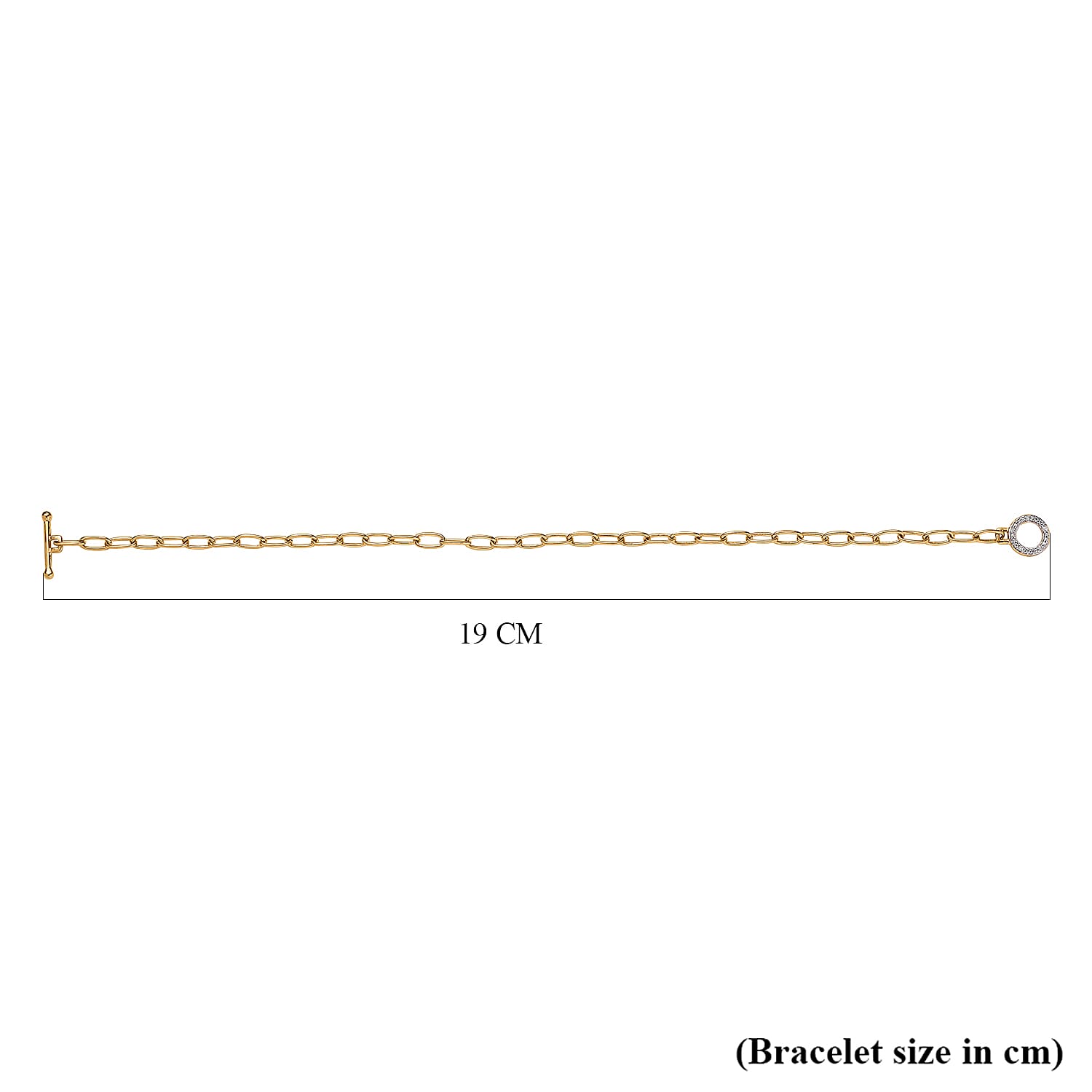 Designer Inspired - Diamond Paperclip Bracelet (Size - 7.5) With T-Bar Clasp in 18K Vermeil Yellow Gold Plated Sterling Silver