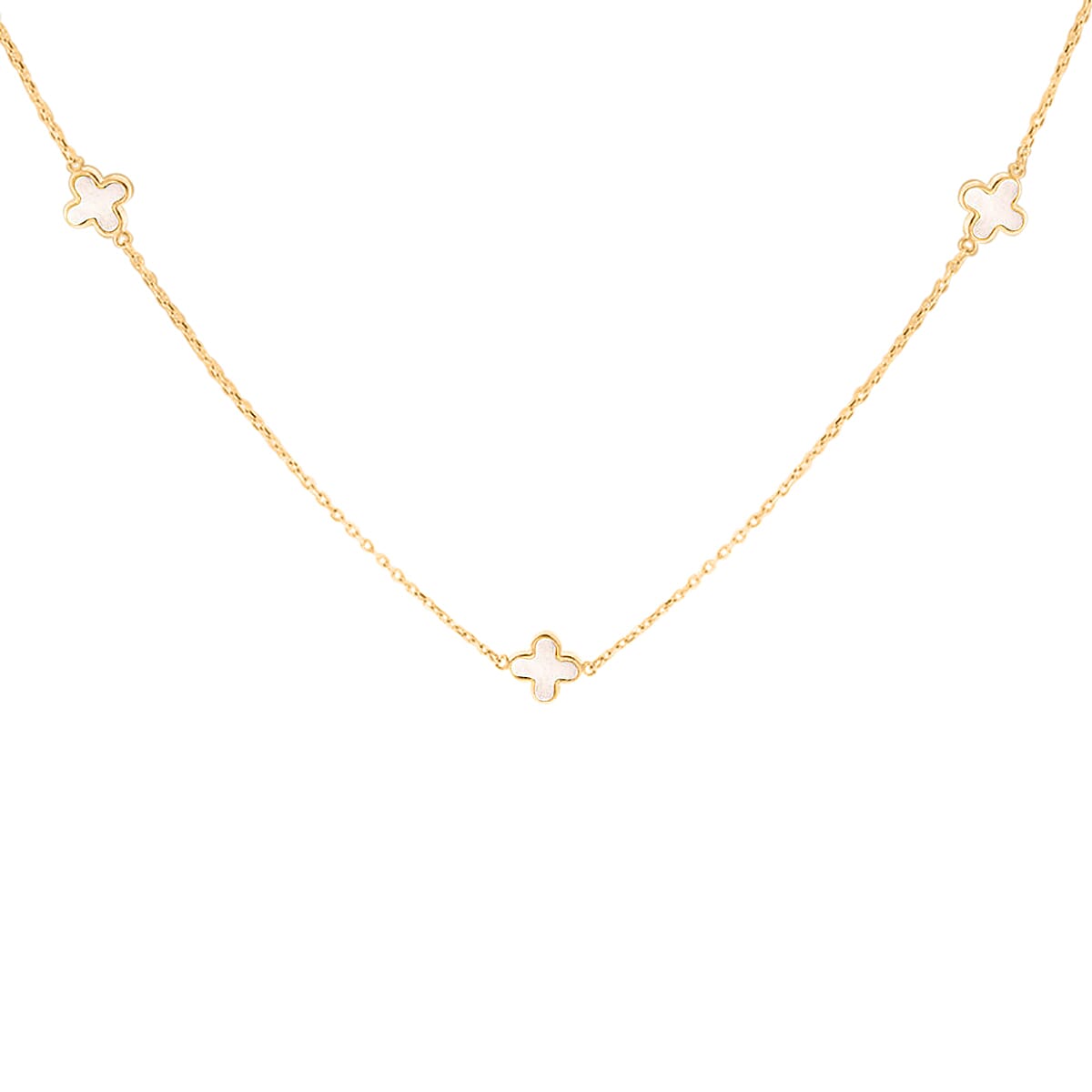 Designer Closeout from Hatton Garden- 9K Yellow Gold Mother Of Pearl Petal Necklace (Size - 16-17)