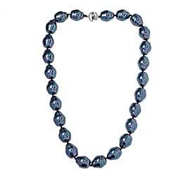 One Time Deal- Multi Colour Shell Pearl Necklace (Size - 20) in Rhodium Overlay Sterling Silver