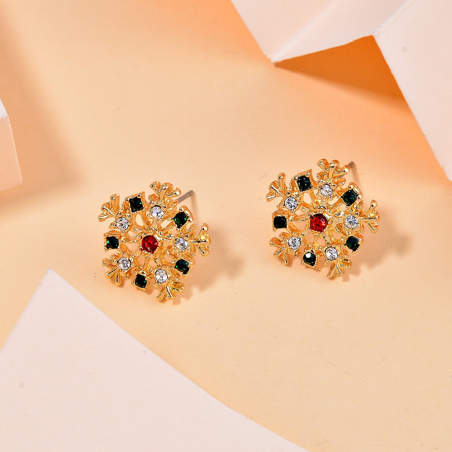 Multi Color Crystal Earring With Push Back