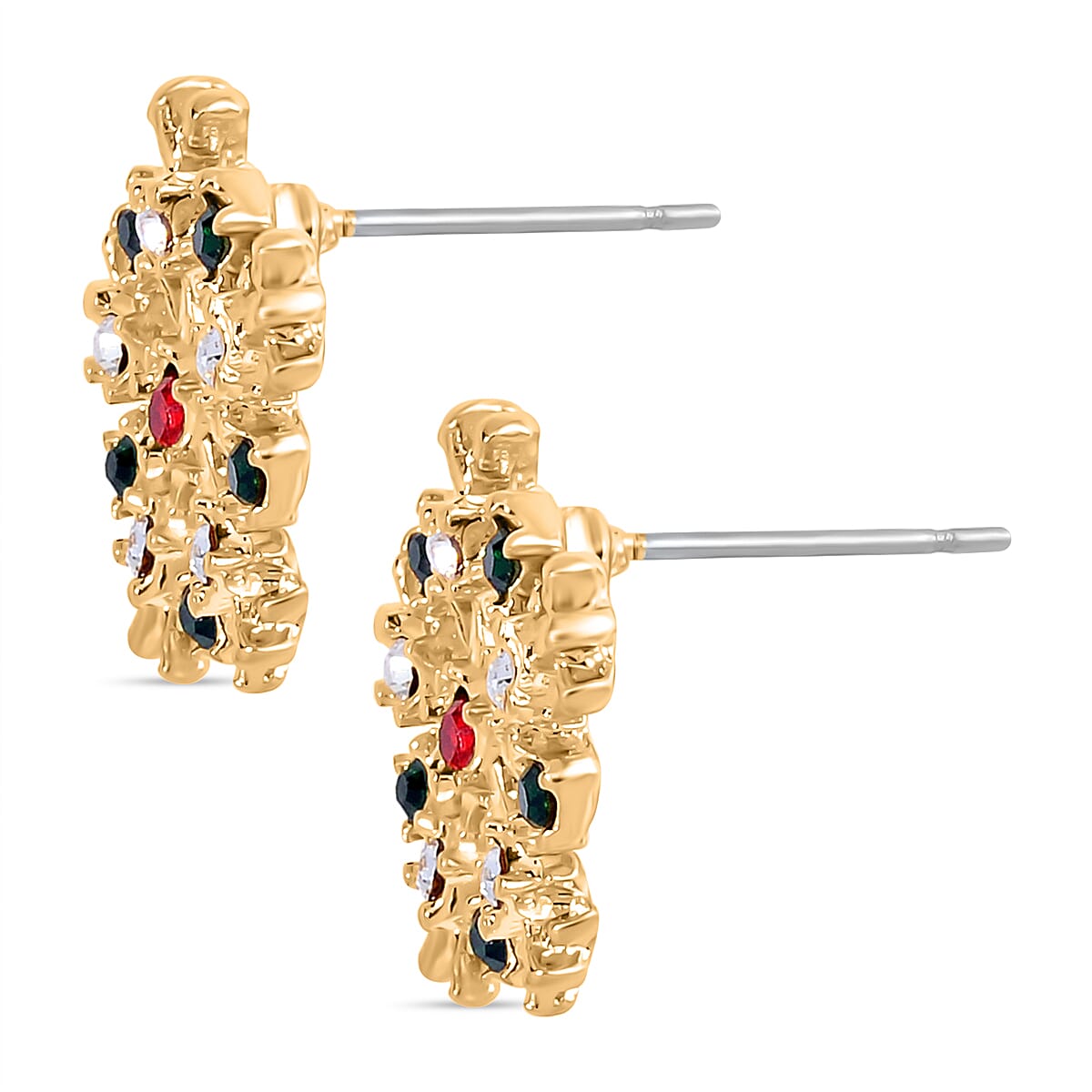 Multi Color Crystal Earring With Push Back