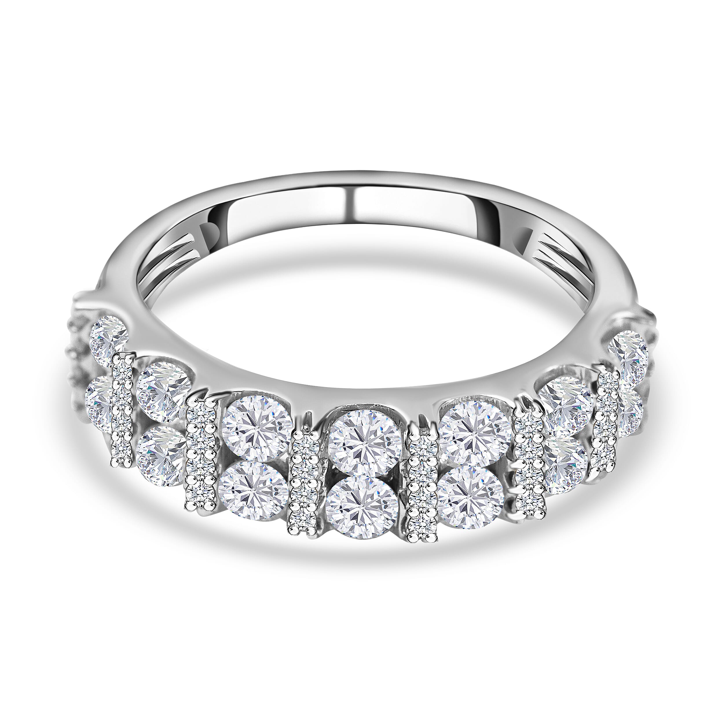 NY Close Out- 9K White Gold Diamond Half-Eternity Ring 1.00 Ct.