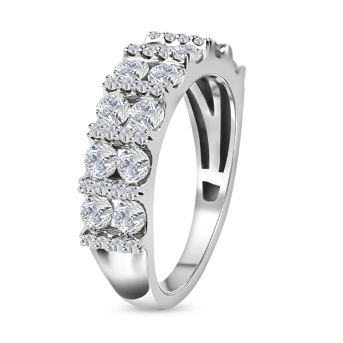 NY Close Out- 9K White Gold Diamond Half-Eternity Ring 1.00 Ct.