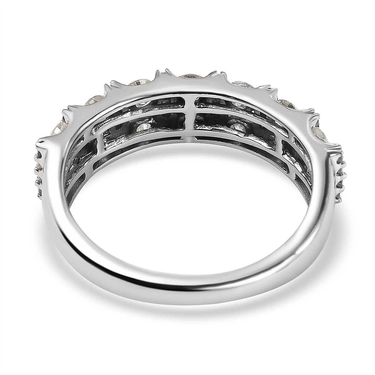NY Close Out- 9K White Gold Diamond Half-Eternity Ring 1.00 Ct.