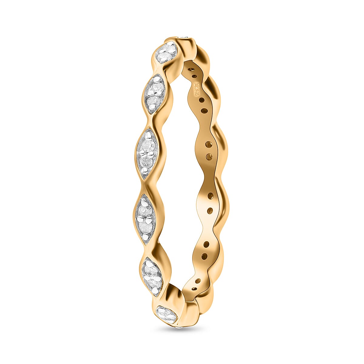 Diamond Eternity Ring in 18K Vermeil Yellow Gold Plated Sterling Silver 0.14 Ct