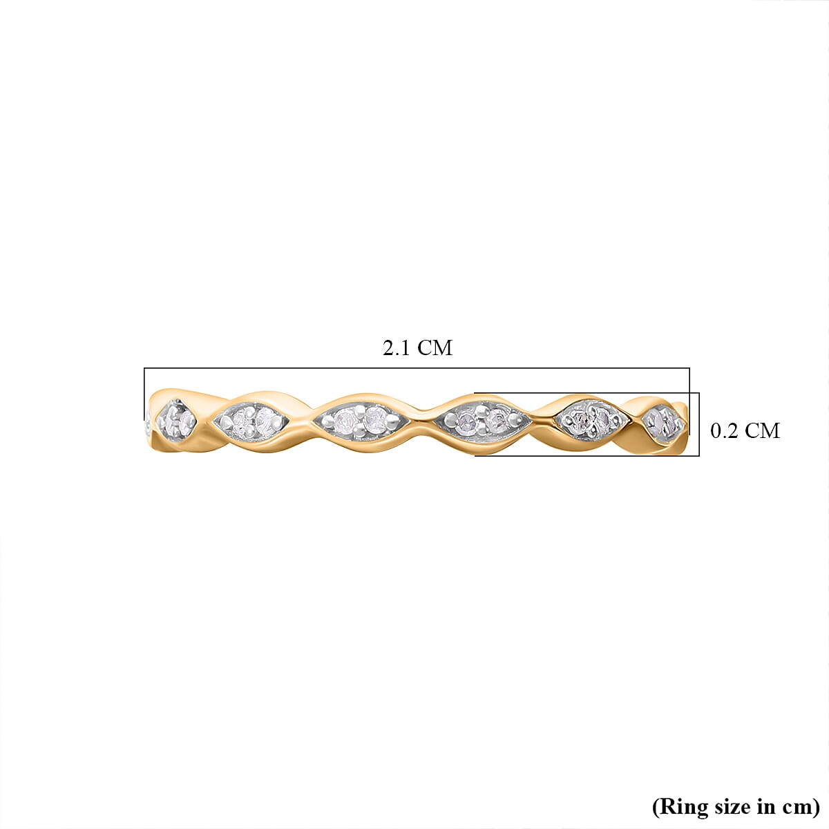 Diamond Eternity Ring in 18K Vermeil Yellow Gold Plated Sterling Silver 0.14 Ct