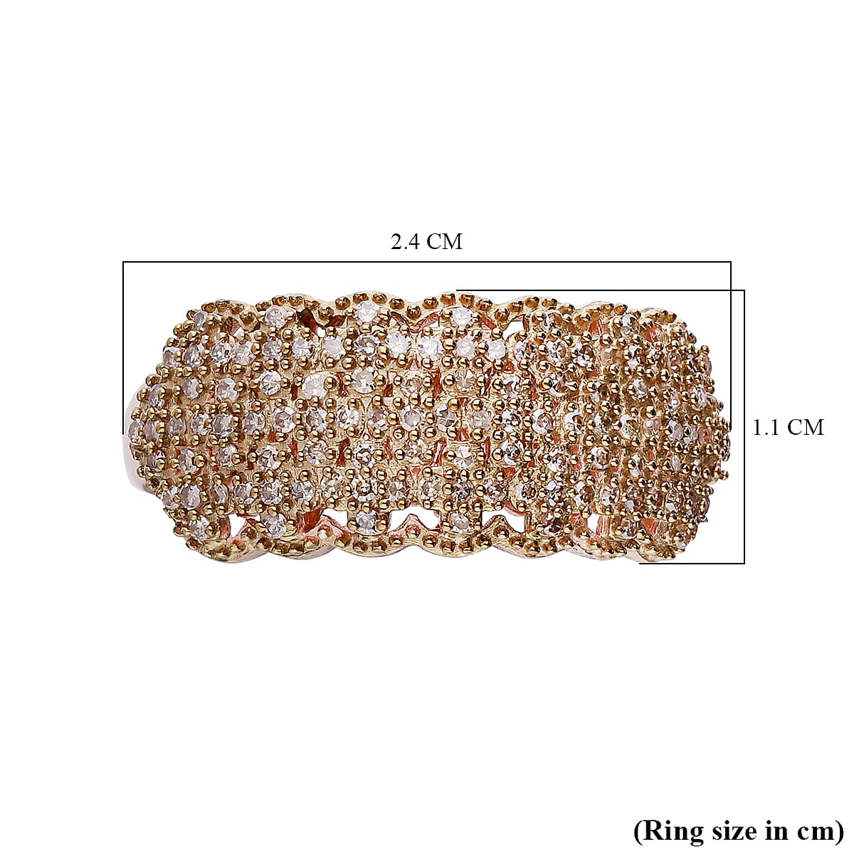 Natural Champagne Diamond Ring in Vermeil Rose Gold Plated Sterling Silver 0.40 Ct