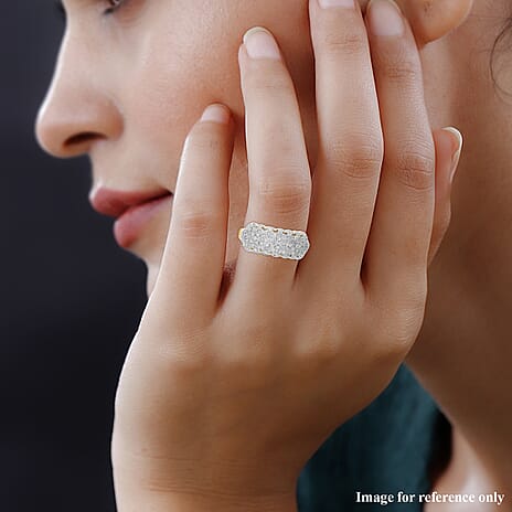 White Diamond Cluster Ring in 18K Vermeil Yellow Gold Plated Sterling Silver 0.50 Ct.