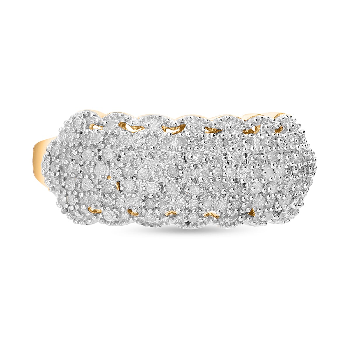 White Diamond Cluster Ring in 18K Vermeil Yellow Gold Plated Sterling Silver 0.50 Ct.