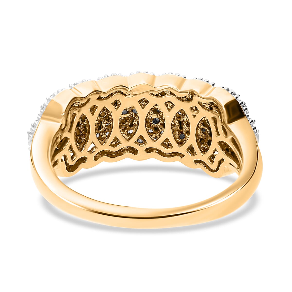 White Diamond Cluster Ring in 18K Vermeil Yellow Gold Plated Sterling Silver 0.50 Ct.