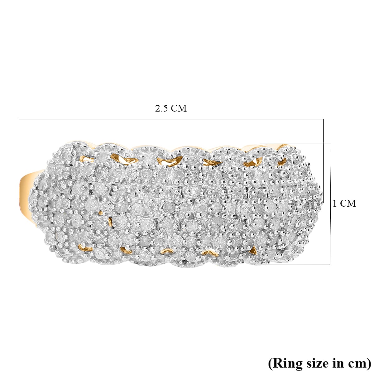 White Diamond Cluster Ring in 18K Vermeil Yellow Gold Plated Sterling Silver 0.50 Ct.