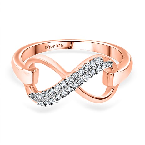 Diamond Infinity Ring in 18K Vermeil Rose Gold Plated Sterling Silver 0.15 Ct.