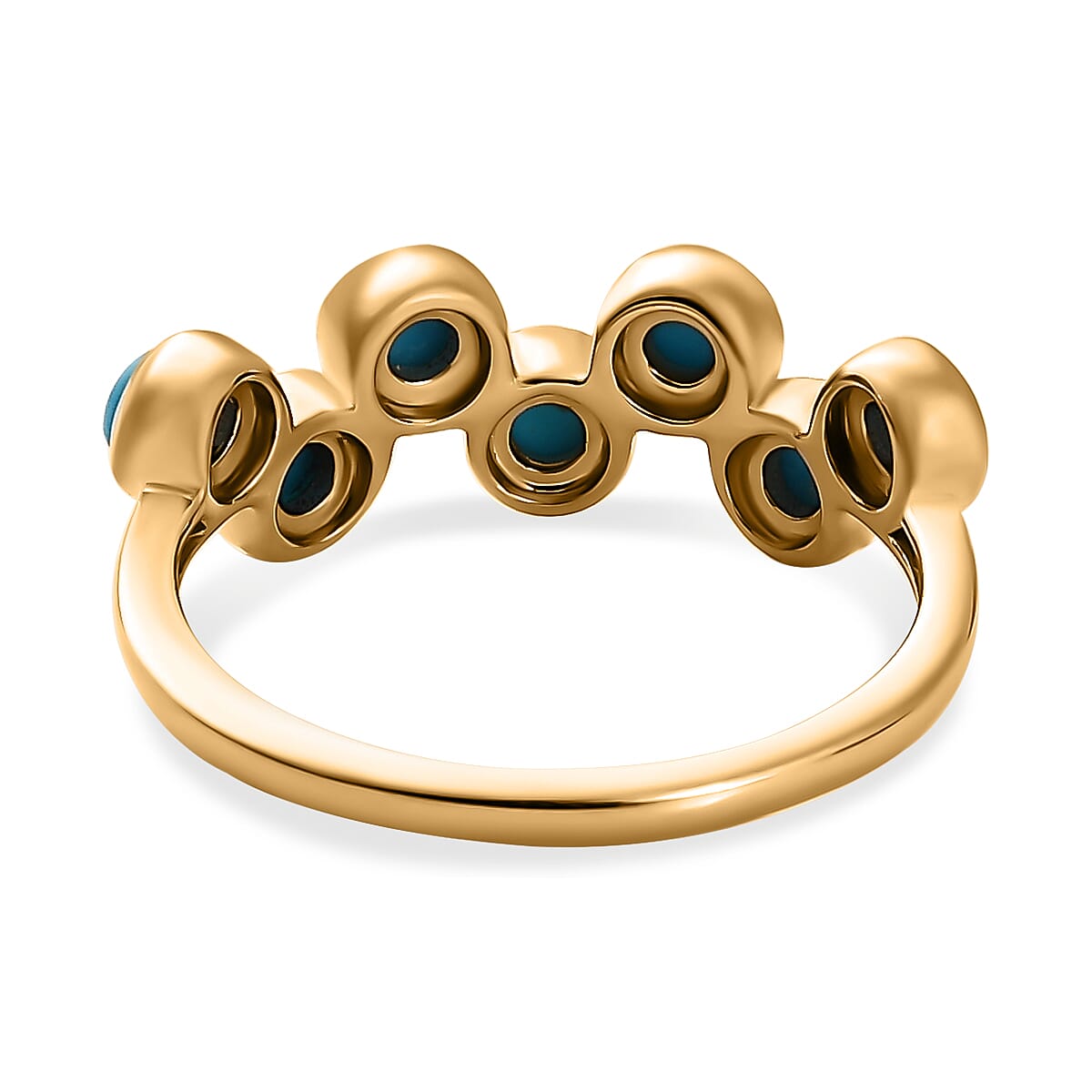 9K Yellow Gold  Arizona Sleeping Beauty Turquoise 7 Stone Ring