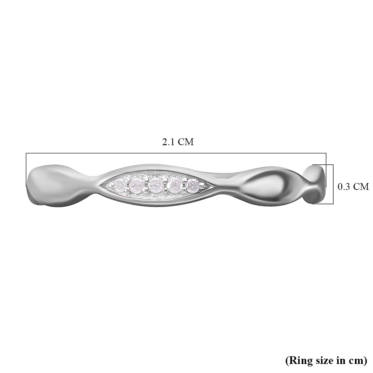 White Diamond  Ring in Platinum Overlay Sterling Silver 0.03 ct  0.030  Ct.