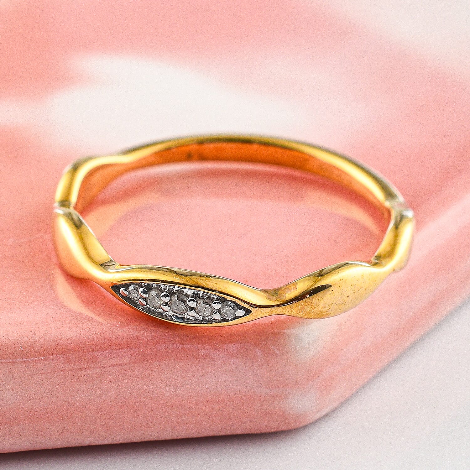 Diamond Ring in Vermeil YG Plated Sterling Silver