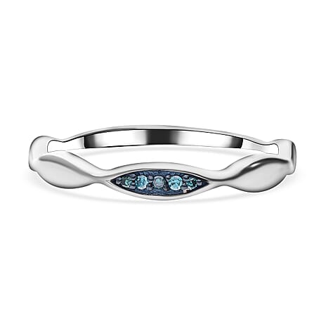 Blue Diamond Ring in Platinum Overlay Sterling Silver 0.03 ct 0.030 Ct. Blue Diamond Ring in Platinum Overlay Sterling Silver 0.03 ct 0.030 Ct.