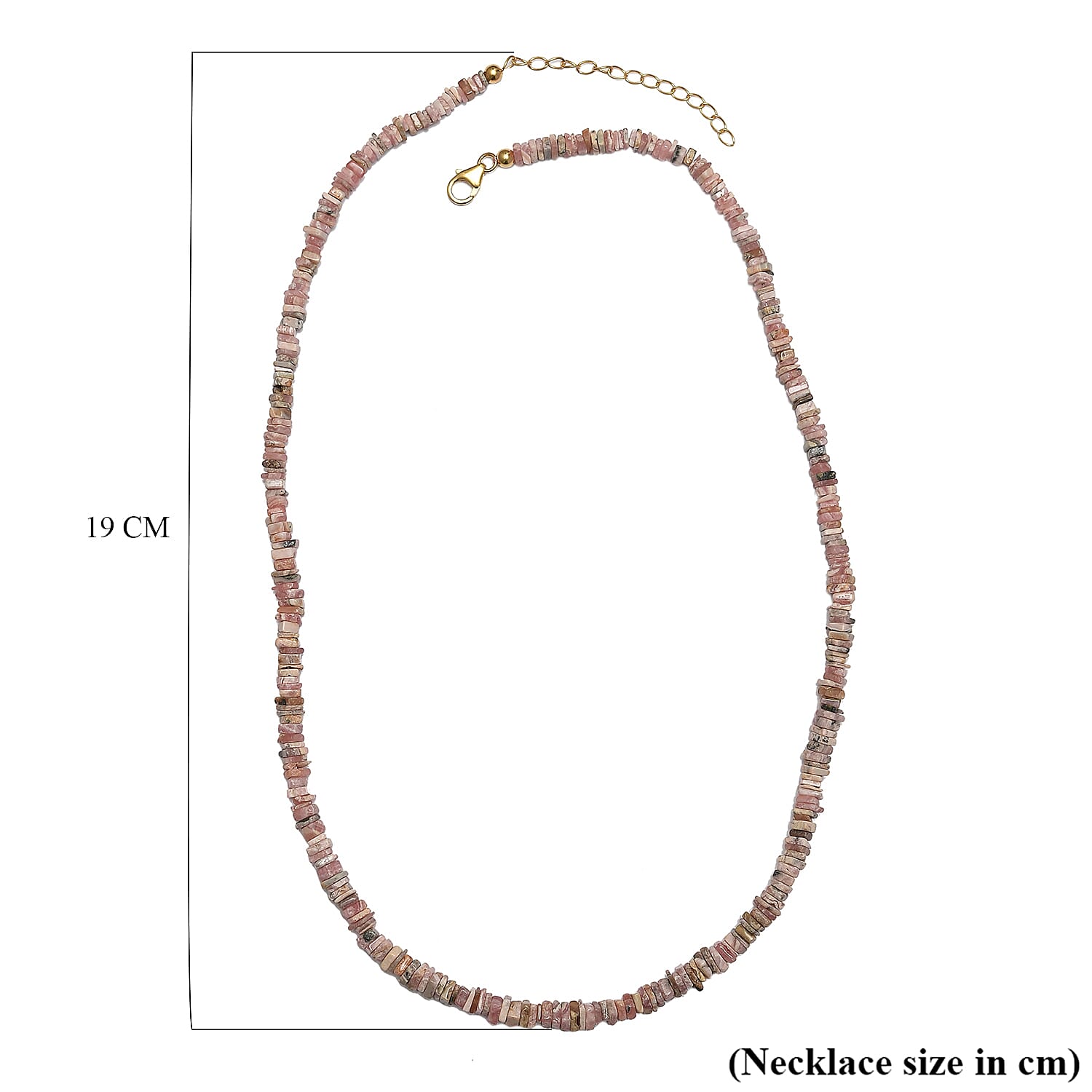 Rhodochrosite Necklace (Size - 20) in 18K YG Vermeil Plated Sterling Silver 145.00 Ct