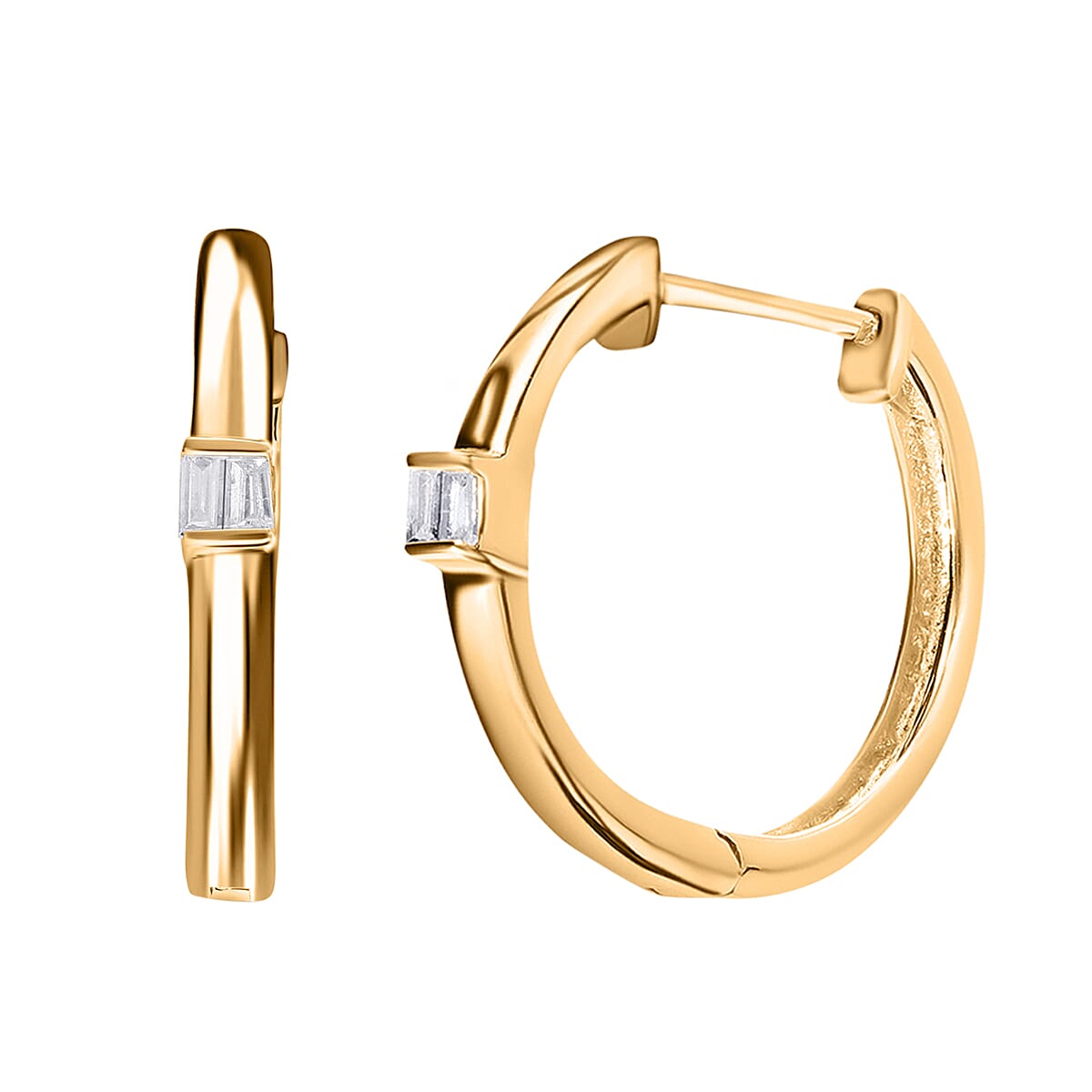 White Diamond Earring in Vermeil YG Sterling Silver 0.10 ct 0.100 Ct.