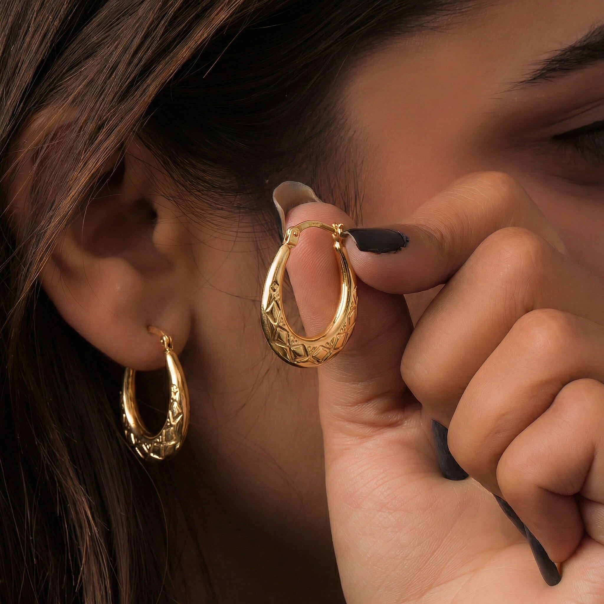 Hatton Garden Close Out - 9K Yellow Gold Creole Earrings with Clasp