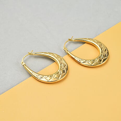 Hatton Garden Close Out - 9K Yellow Gold Creole Earrings With Clasp