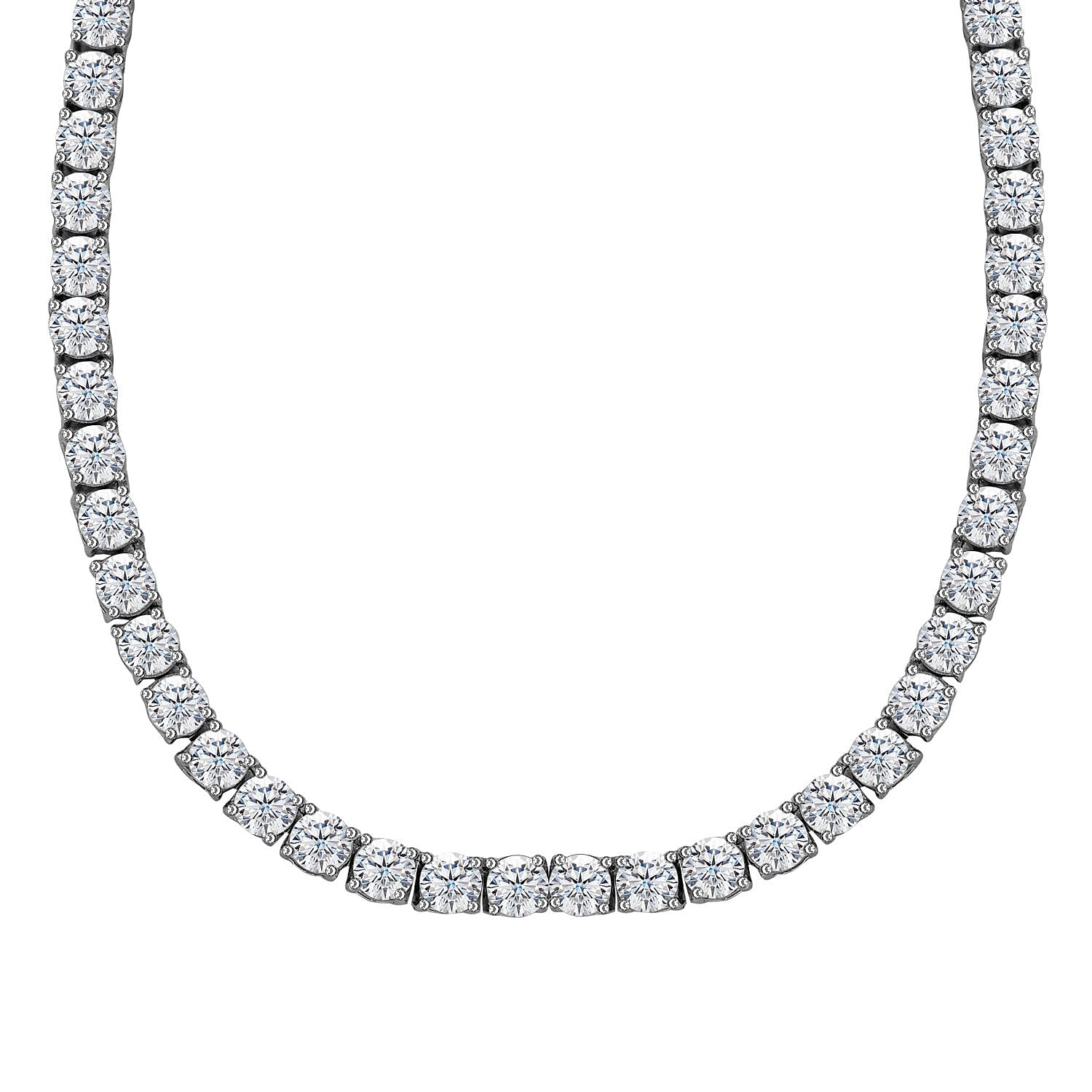 Moissanite Necklace (Size - 20) in Rhodium Overlay Sterling Silver