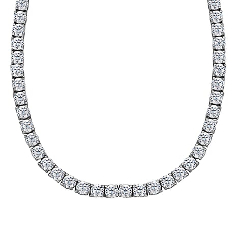 Moissanite Necklace (Size 20) in Rhodium Overlay Sterling Silver 24.20 Ct, Silver Wt. 21.00 Gms.