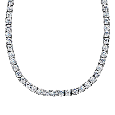 Moissanite Necklace (Size - 20) in Rhodium Overlay Sterling Silver 26.91 Ct, Silver Wt 21.00 GM