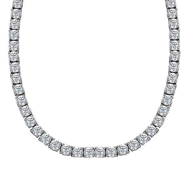 Moissanite Necklace (Size - 20) in Rhodium Overlay Sterling Silver 26.91  Ct, Silver Wt 21.00 GM - 7637517 - TJC