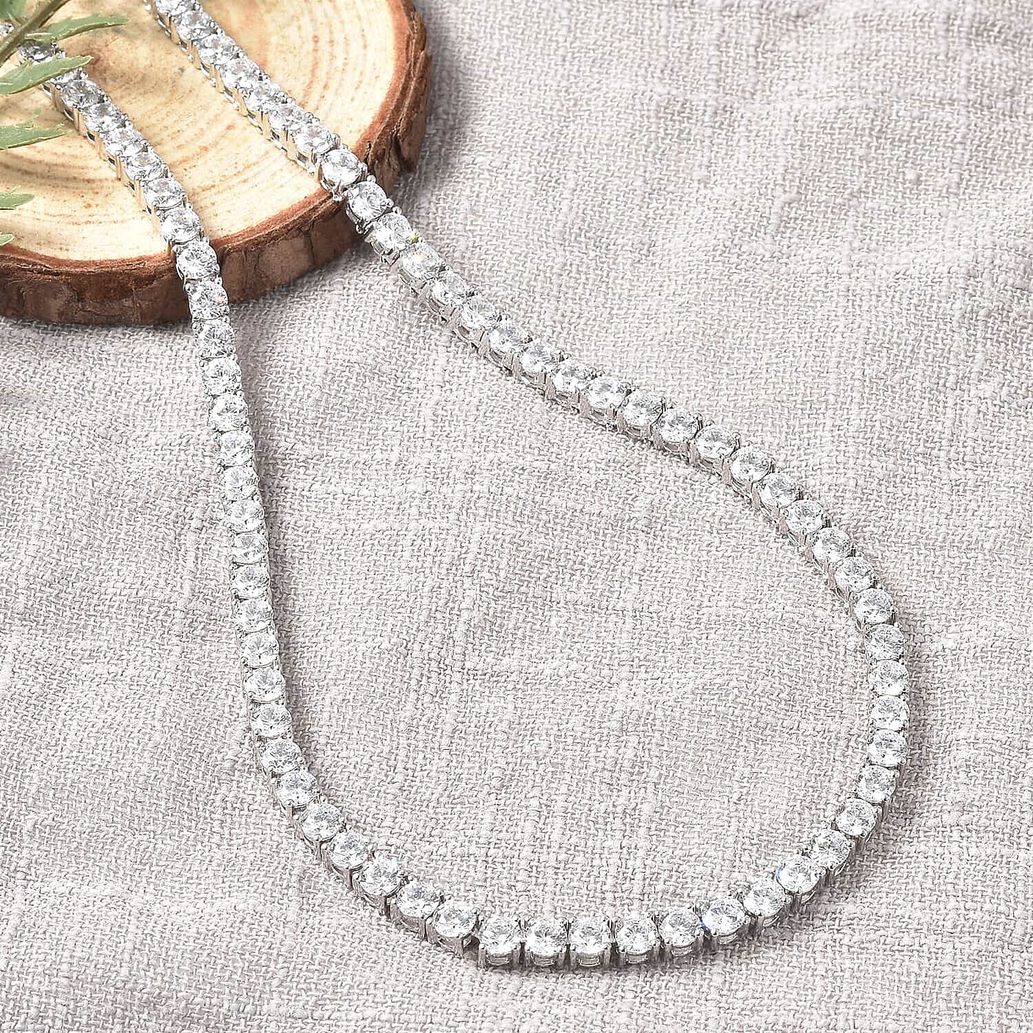 Moissanite Necklace (Size - 20) in Rhodium Overlay Sterling Silver 26.91  Ct, Silver Wt 21.00 GM