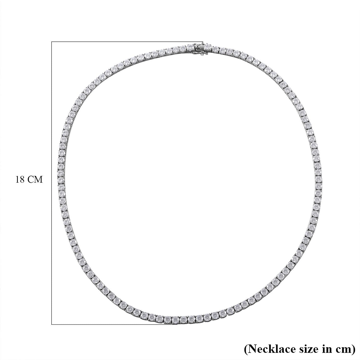 Moissanite Necklace (Size 20) in Rhodium Overlay Sterling Silver 24.20 Ct, Silver Wt. 21.00 Gms.