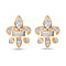 Diamond Fleur De Lis Stud Earrings in Platinum Overlay Sterling Silver 0.23 Ct