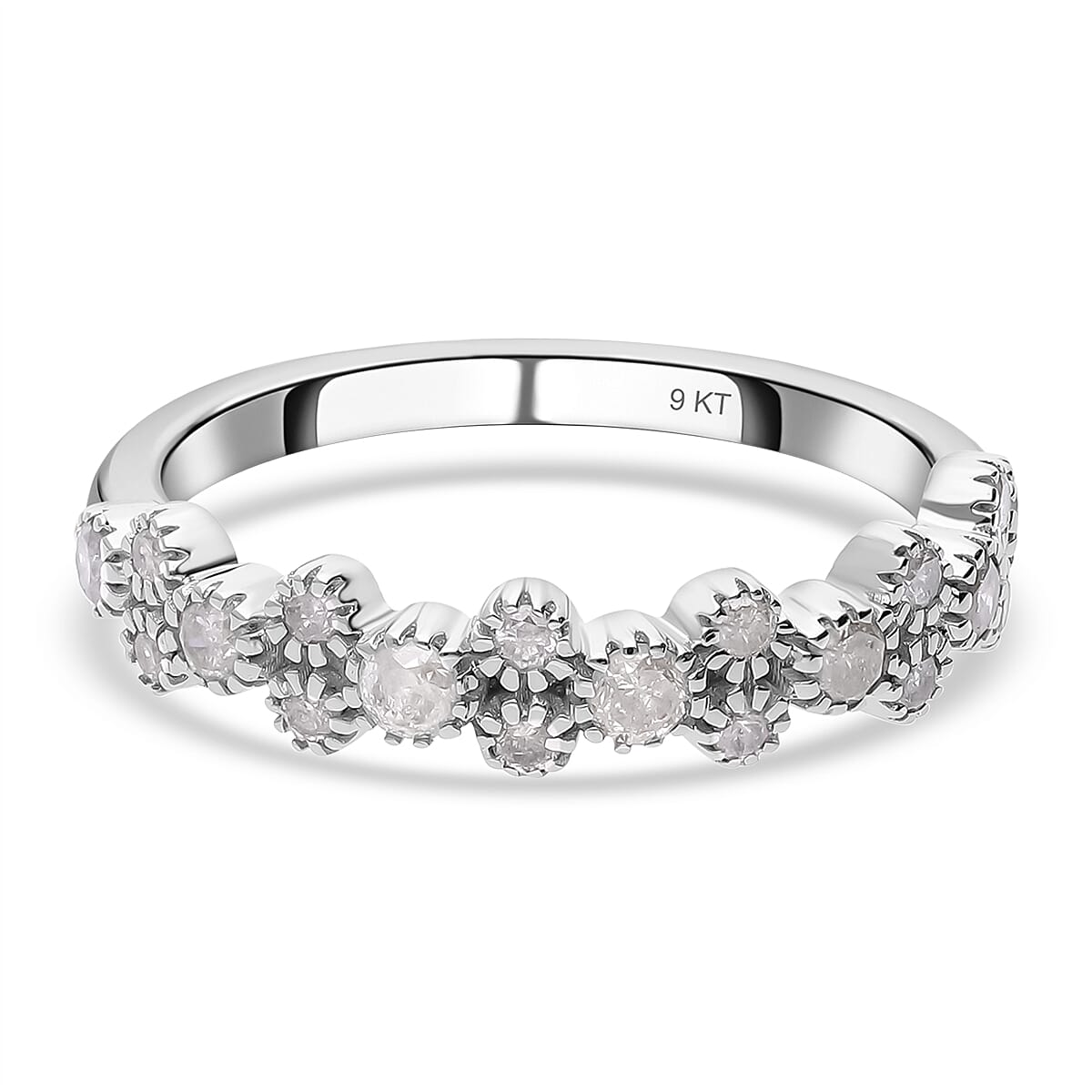 9K White Gold Diamond Ring 0.50 Ct