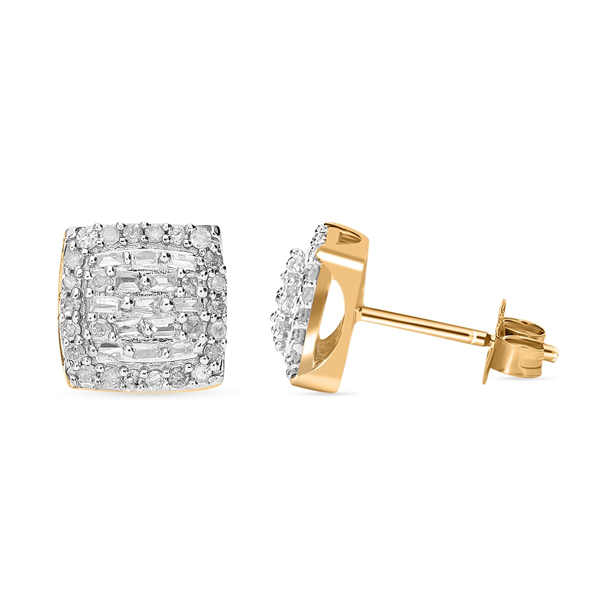 Square diamond sales earrings cheap