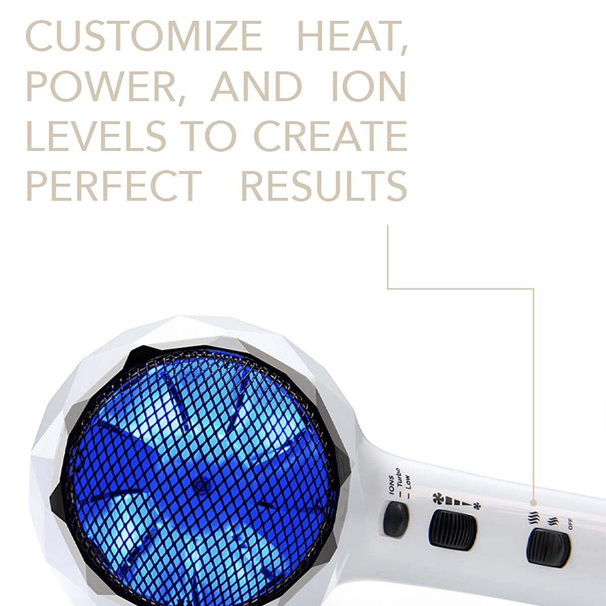 Flower Beauty Ionic Energy Efficient Pro Hair Dryer with 2 Heat Settings and Adjustable Airflow - White