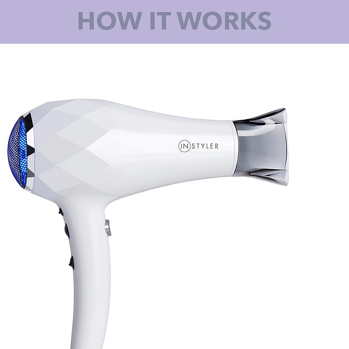 Flower Beauty Ionic Energy Efficient Pro Hair Dryer with 2 Heat Settings and Adjustable Airflow - White