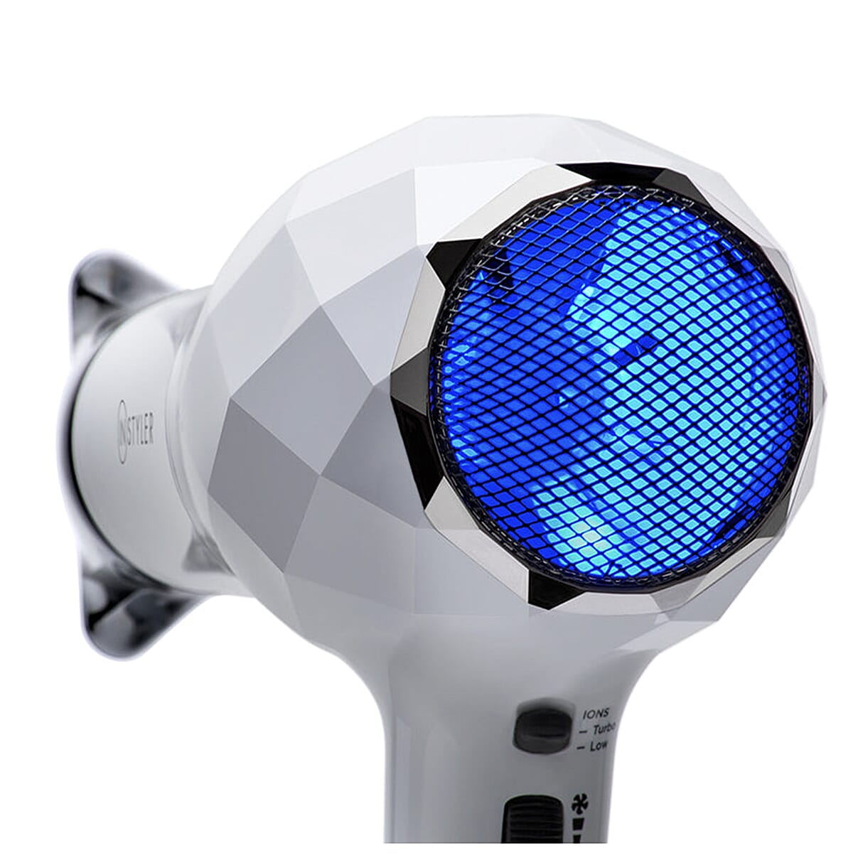 Flower Beauty Ionic Energy Efficient Pro Hair Dryer with 2 Heat Settings and Adjustable Airflow - White