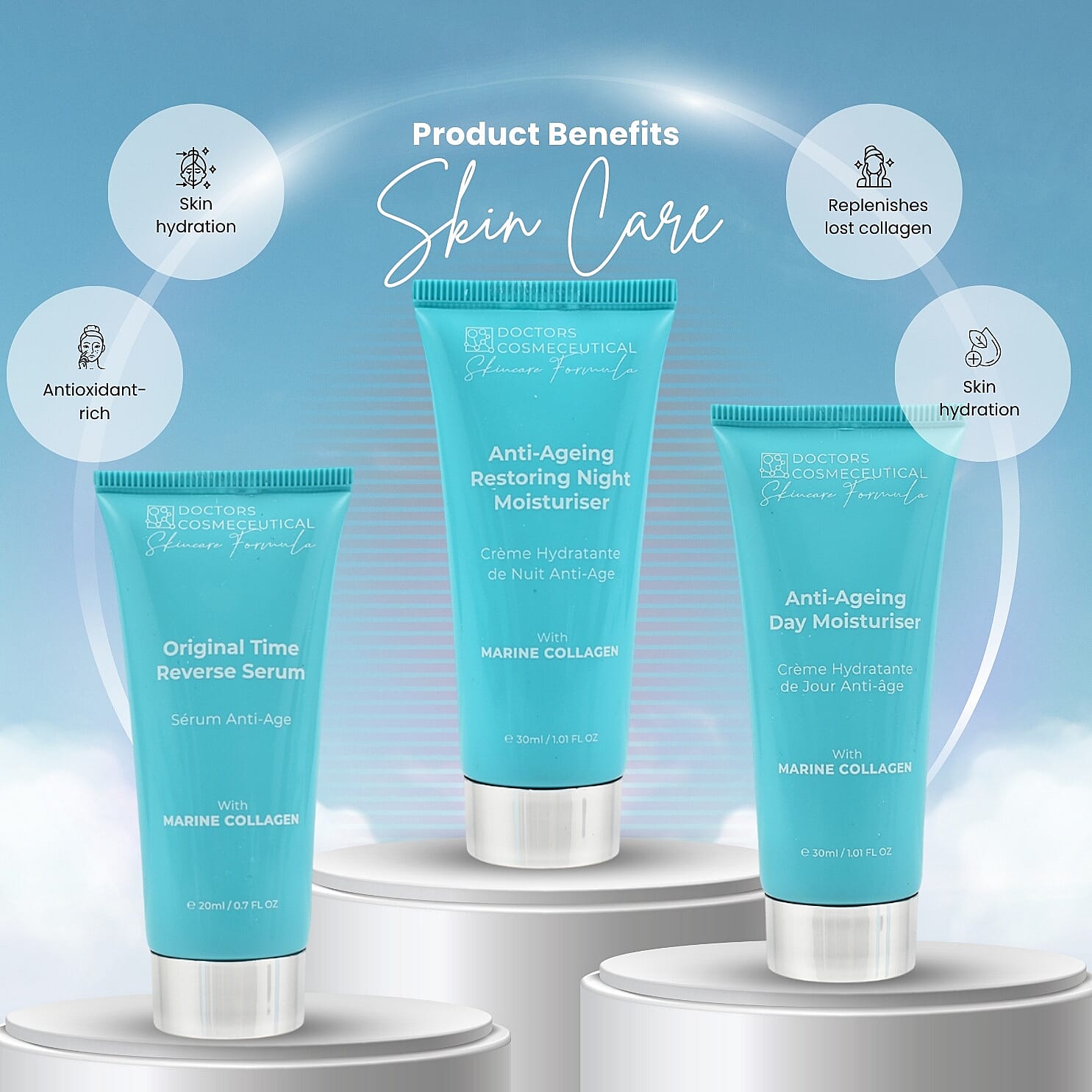 Doctors Formula Marine Collagen Experience Set (Incl. Marine Collagen Day, Night and Original Time Reverse Serum)