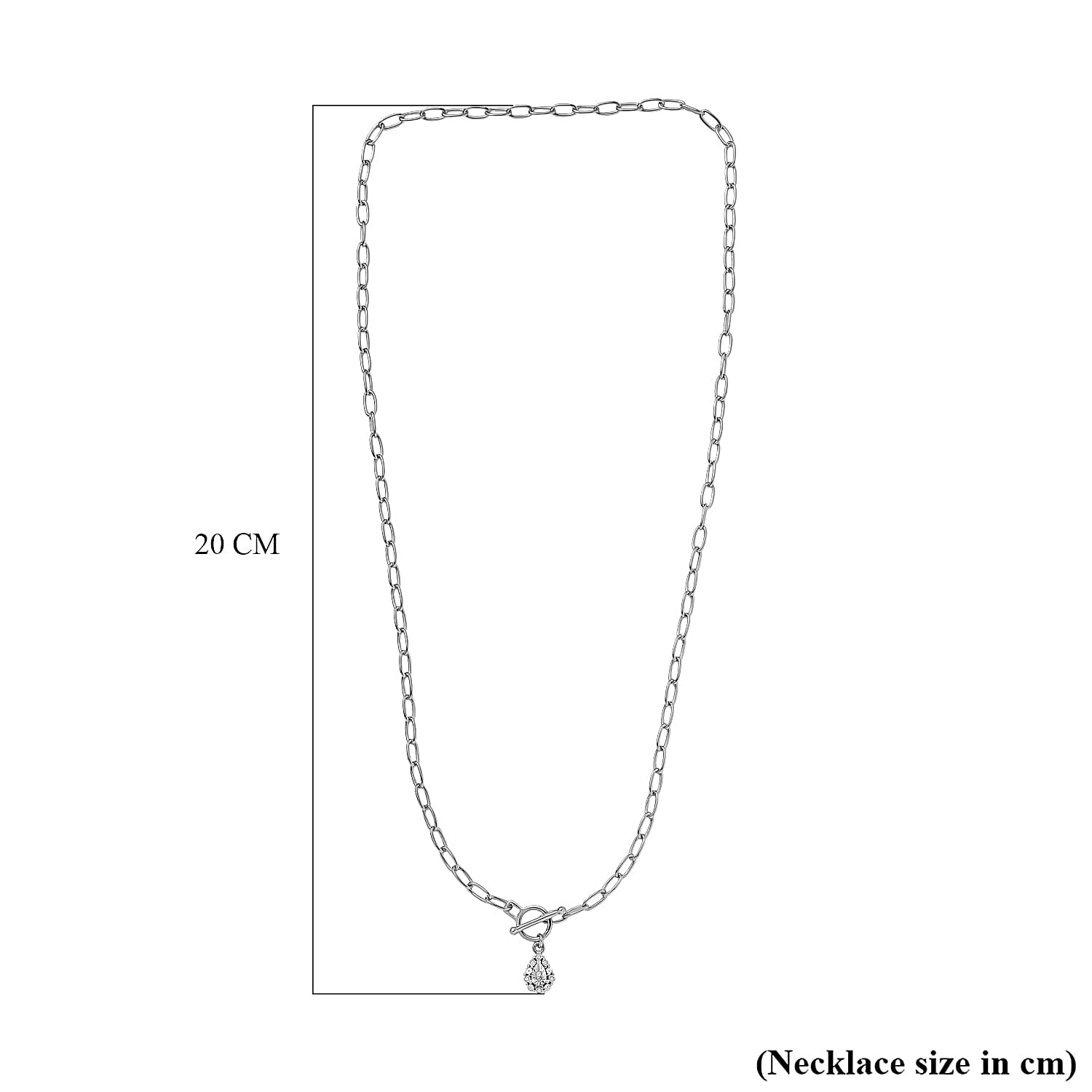 Designer Inspired - Diamond Paperclip Necklace (Size - 18) With T-Bar Clasp in Sterling Silver, 6.34 Grams