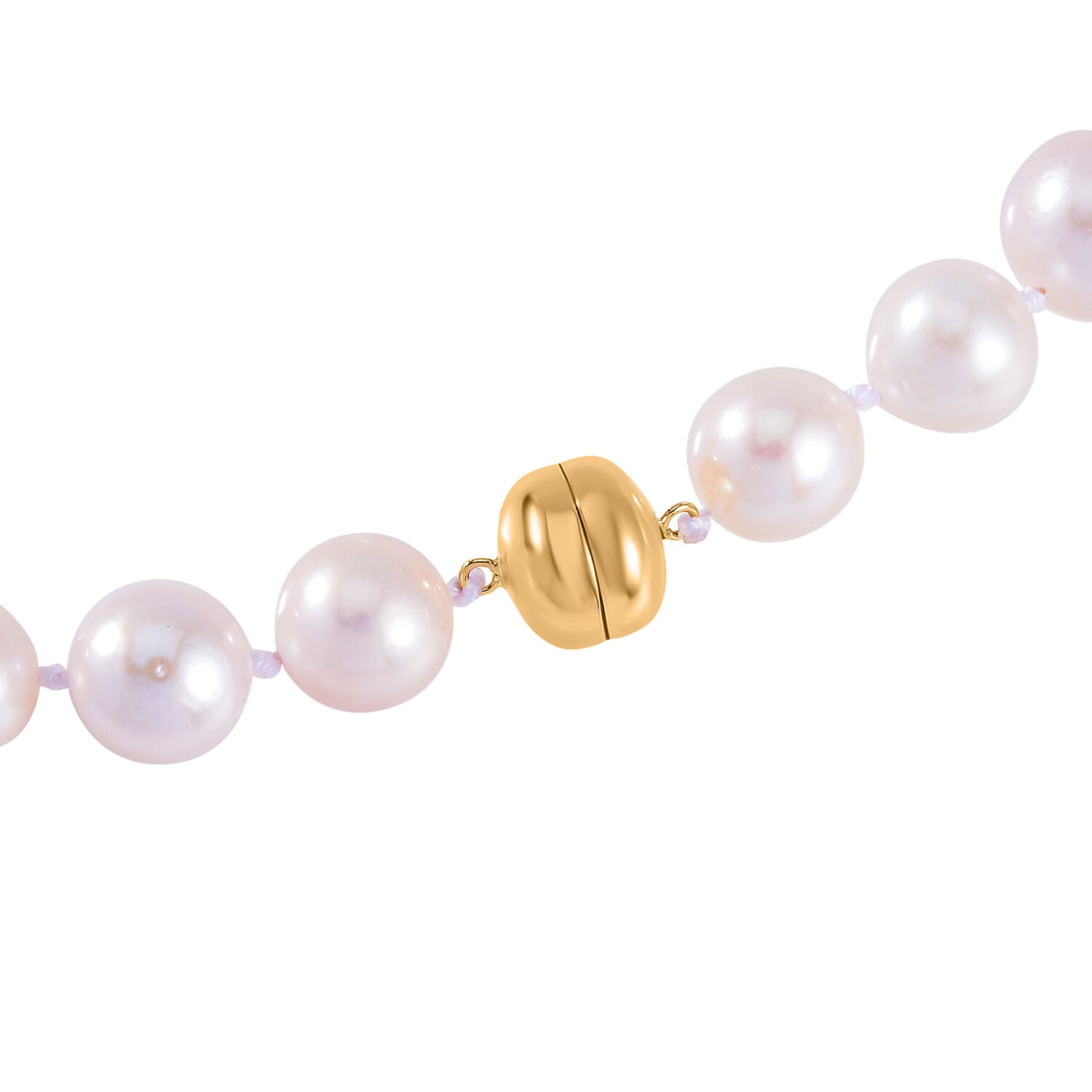 9K Yellow Gold White AAAA Edison Pearl Necklace (Size - 20)