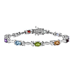 Boi Ploi Black Spinel Tennis Bracelet (Size-7.5) in Rhodium Overlay Sterling Silver 6.61 Ct, Silver Wt 9.00 GM