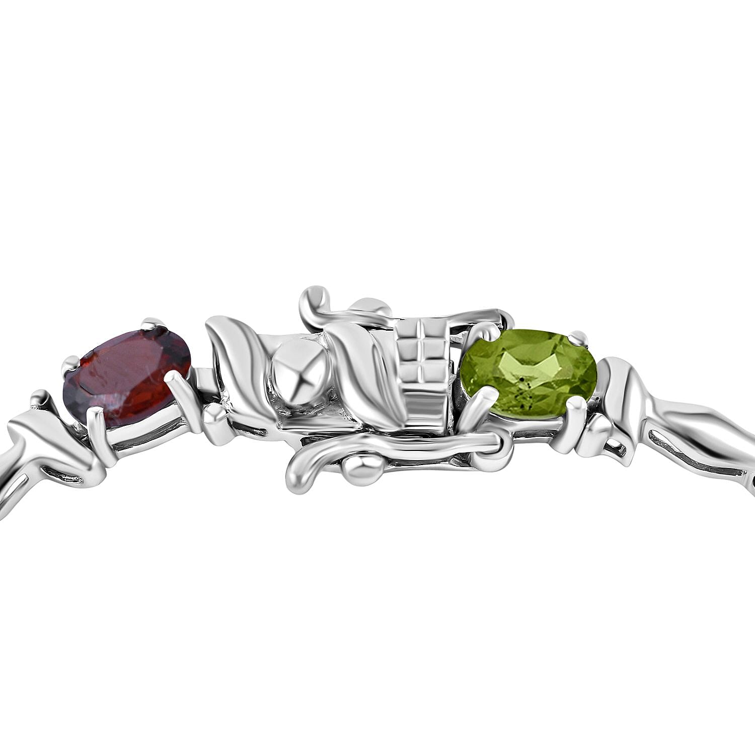 Multi Gemstone Tennis Bracelet (Size - 7.5) in Rhodium Overlay Sterling Silver 5.50 Ct, Silver Wt 9.00 GM