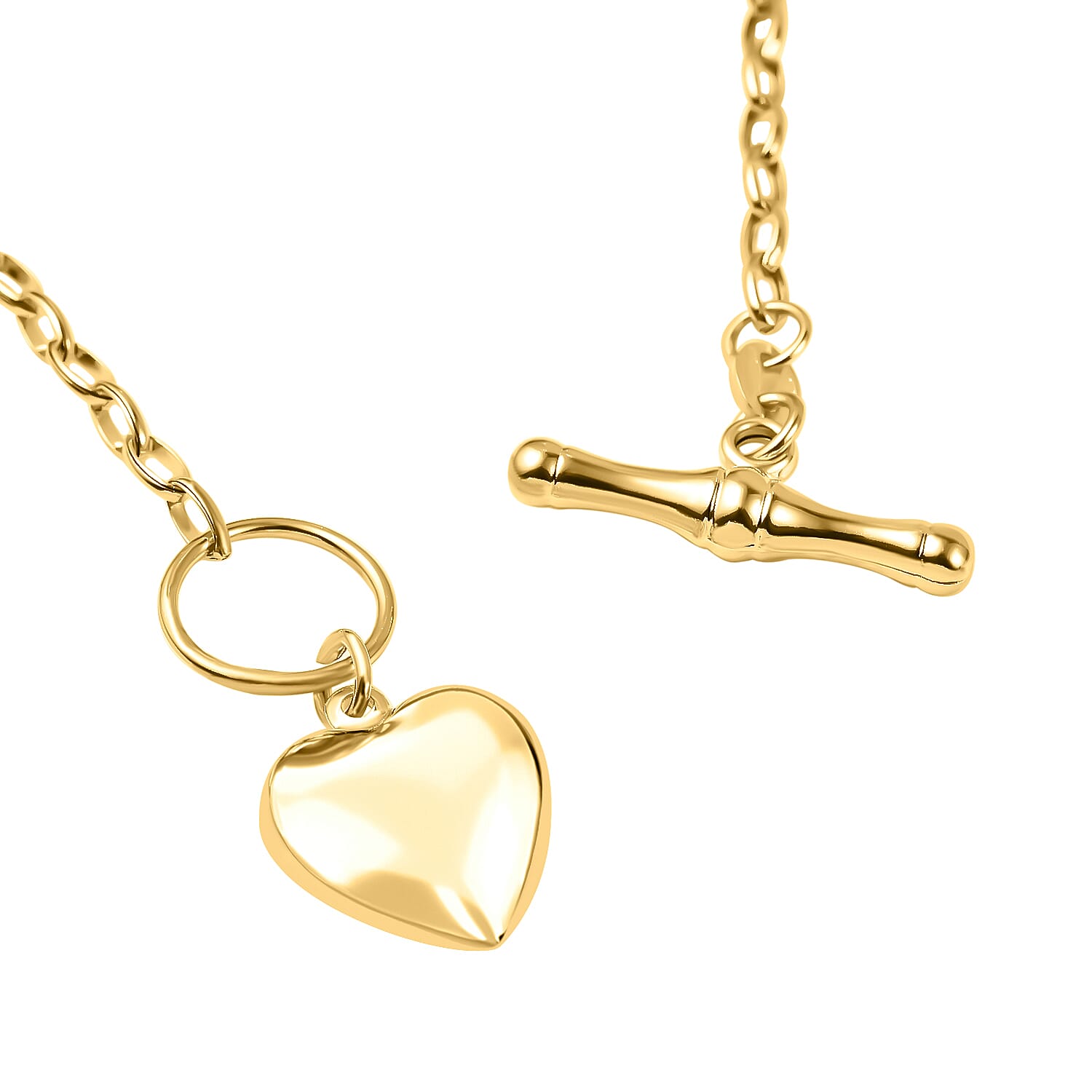 Maestro Collection - 9K Yellow Gold Heart Charm Necklace (Size - 20) With T- Bar Clasp, Gold Wt. 4.00 Gms