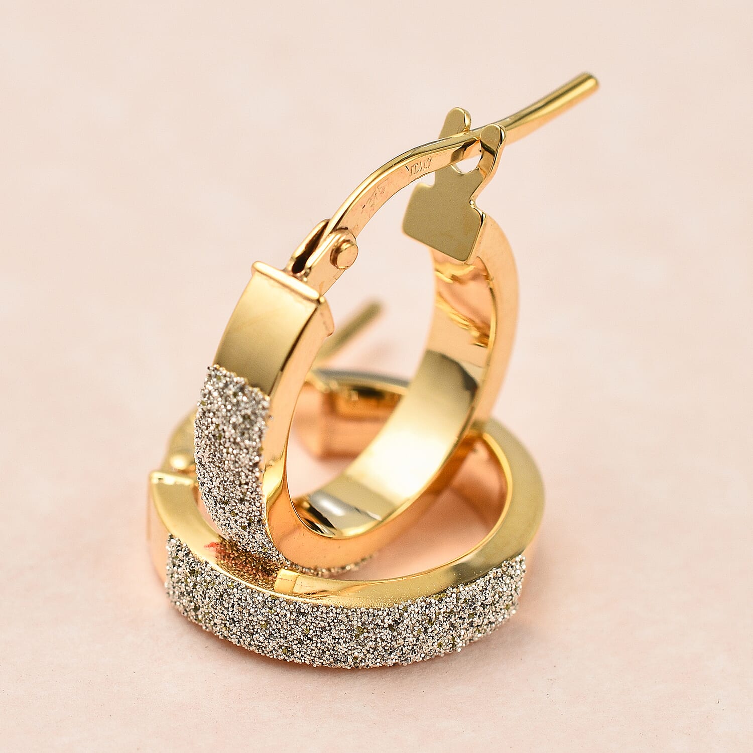 Maestro Collection - 9K Yellow Gold Stardust Hoop Earrings