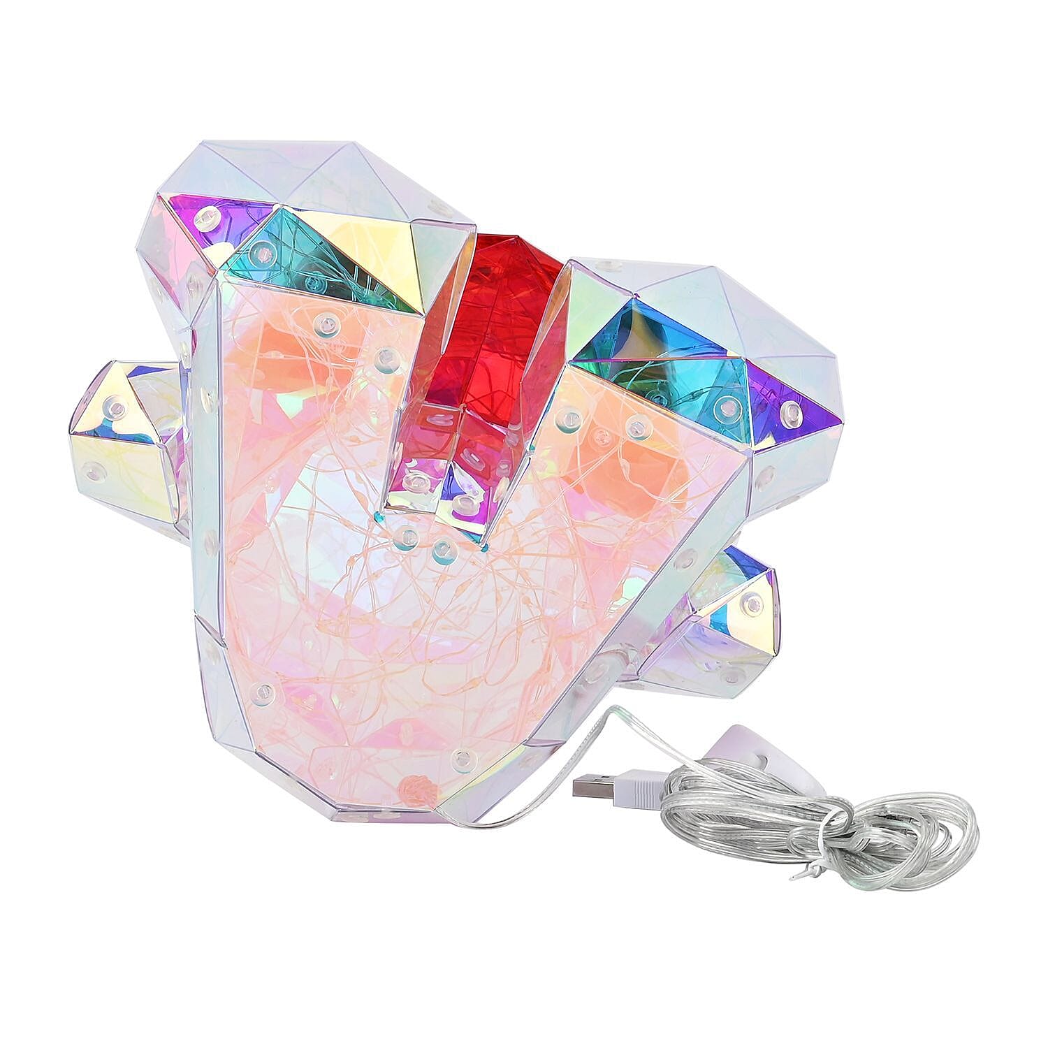 LED Light Up Teddy Bear Holding Big Red Heart in Gift Box (Size 25 Cm)