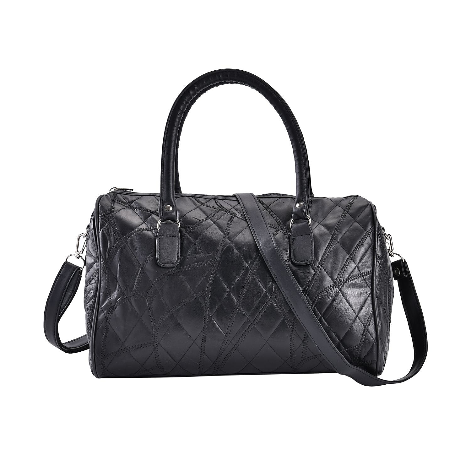 Sheepskin-Leather-Patchwork-Crossbody-Bag-Size-12x8x5-cm-Black-Black