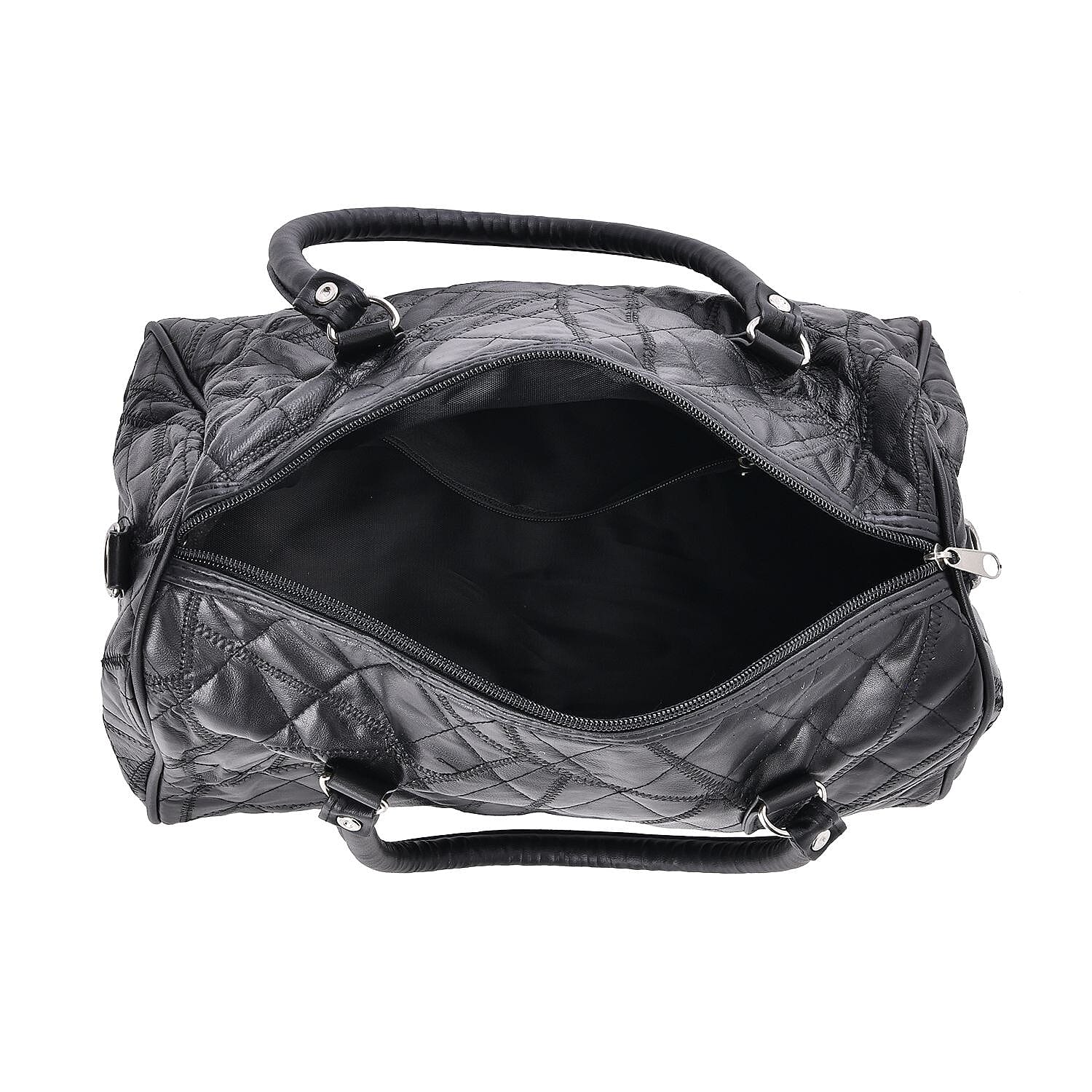 One Time Close Out Deal - Genuine Leather Duffle Bag with Handle Drop - Black